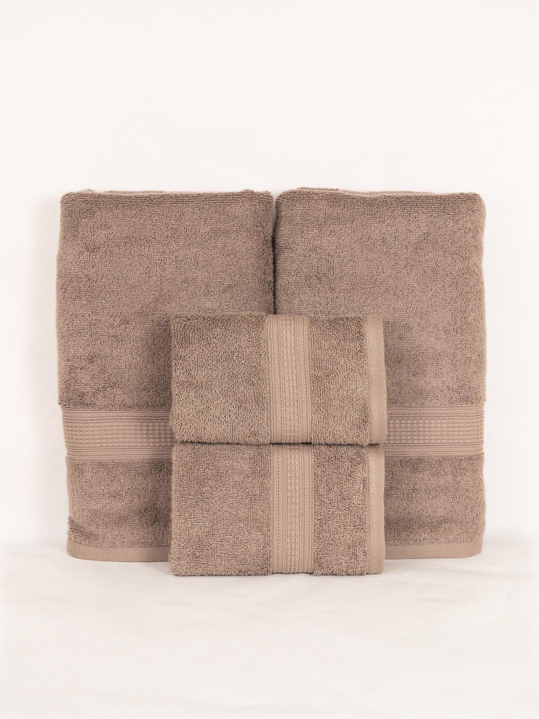 Buy Aura Beige 4Pcs Cotton 550 GSM Towel Set -  - Home for Unisex