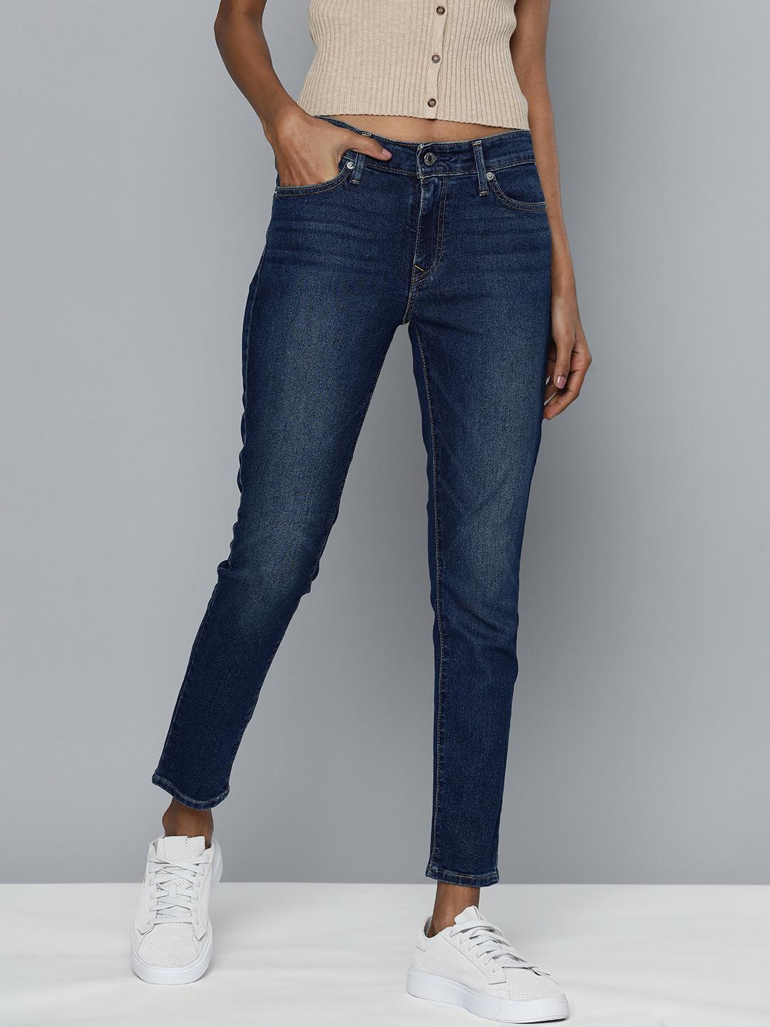 Levis Women 711 Skinny Fit Light Fade Stretchable Mid-Rise Jeans