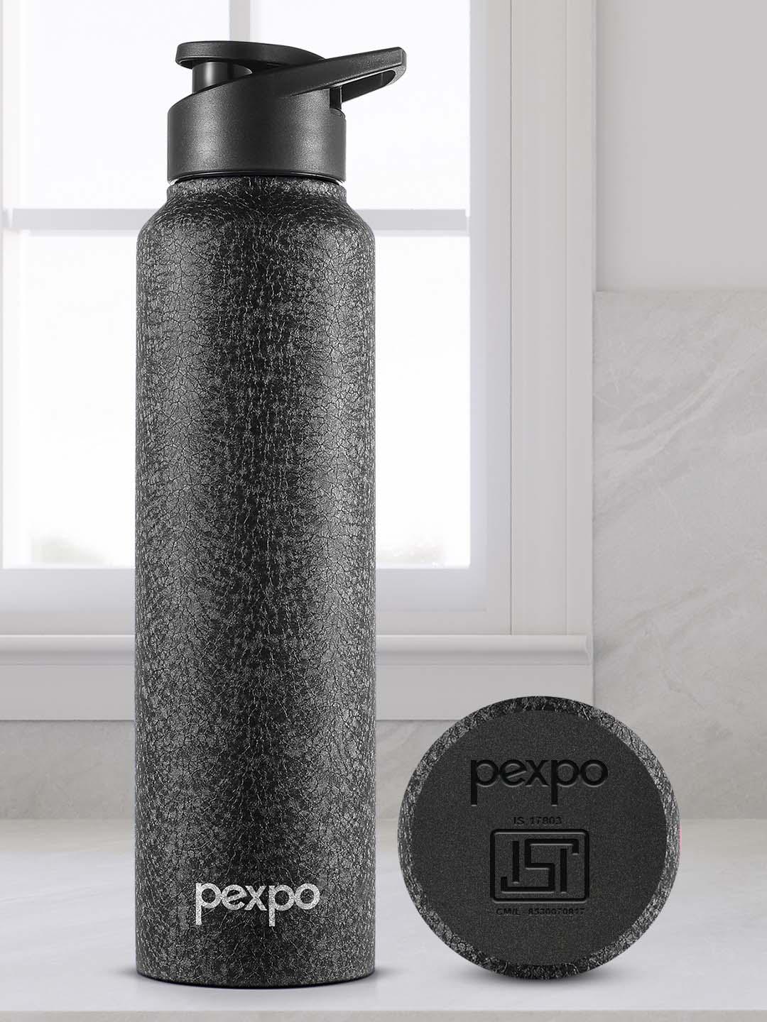 Buy Pexpo Chromo Black Stainless Steel Spill Proof Water Bottle 1L