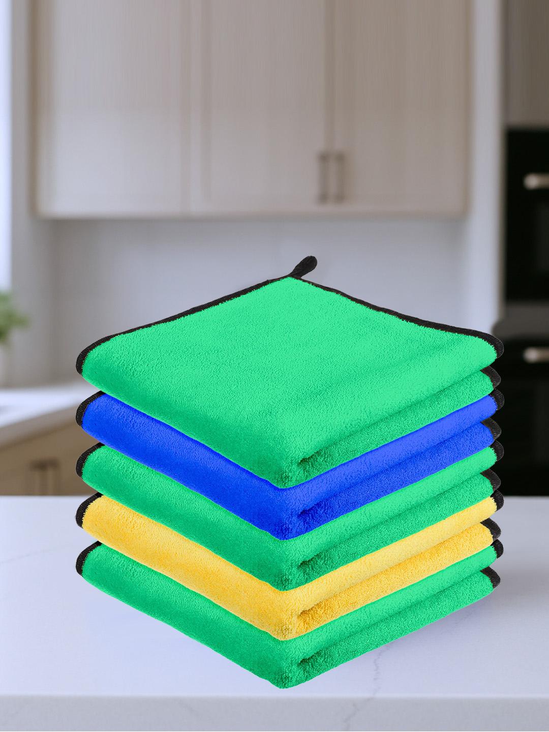 Buy Kuber Industries 5 Pcs Green & Yellow 400 GSM Microfiber Kitchen ...
