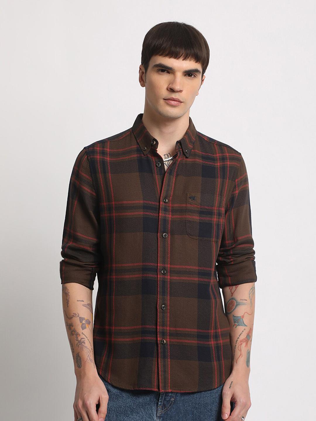 THE BEAR HOUSE Tartan Checked Slim Fit Casual Shirt