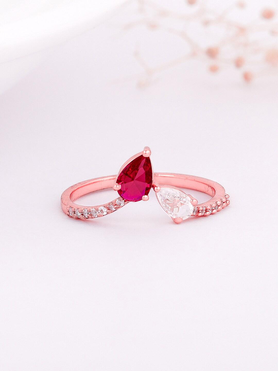 Buy GIVA 925 Sterling Silver Rose Gold Plated Stone Studded Adjustable Finger Ring -  - Accessories for Women