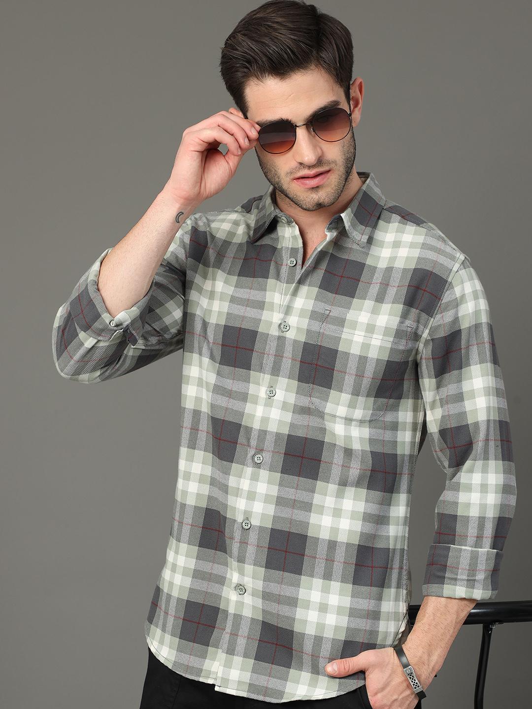 Multi-Color Tartan Check Slim Fit Casual Shirt main image 1