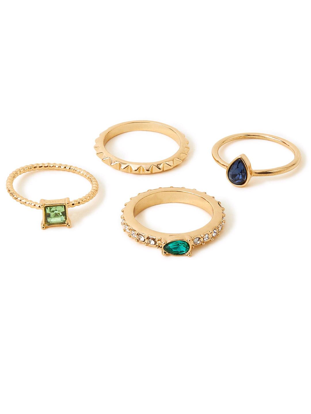 Buy Accessorize London Set Of 4 Multi Mini Gem Stacking Finger Rings ...
