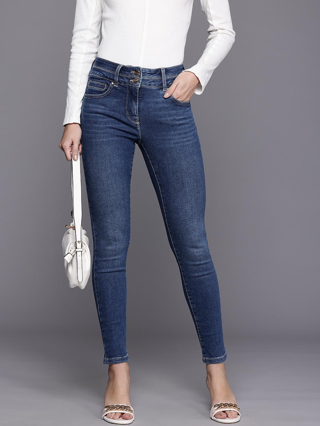 NEXT Women Skinny Fit High-Rise Light Fade Stretchable Jeans