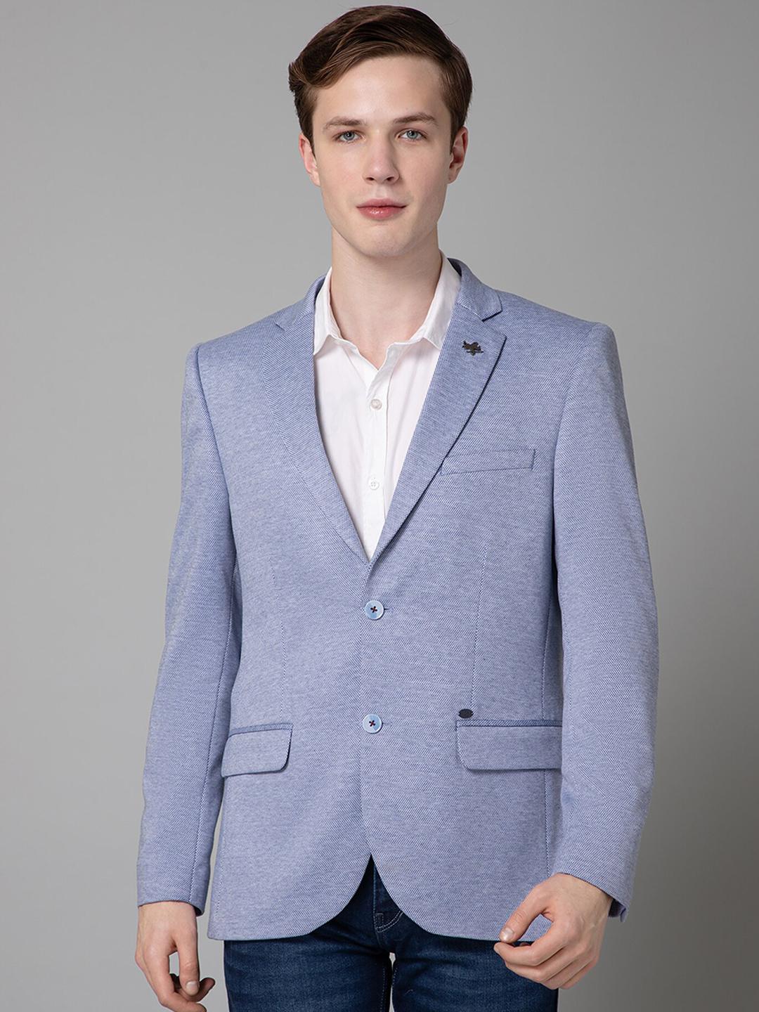 Men's Olive Self Design Single-Breasted Blazers main image 0