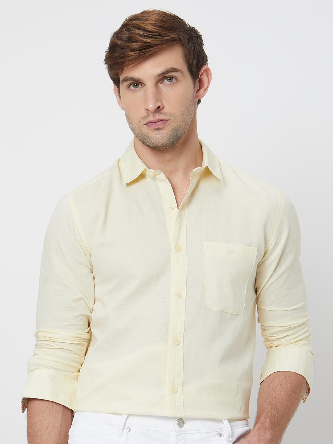 Mufti Spread Collar Slim Fit Opaque Casual Shirt