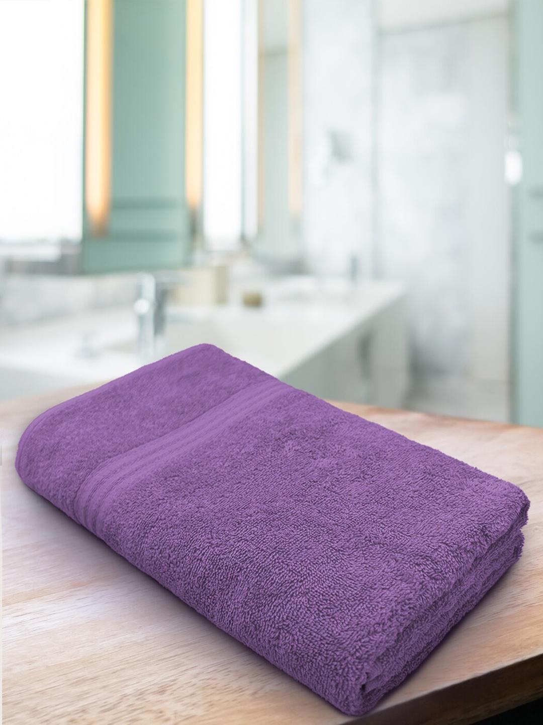 Buy Aura 100% Cotton Purple Solid 500GSM Super Soft Adult Regular Bath Towel 24x47In - - Home for Unisex