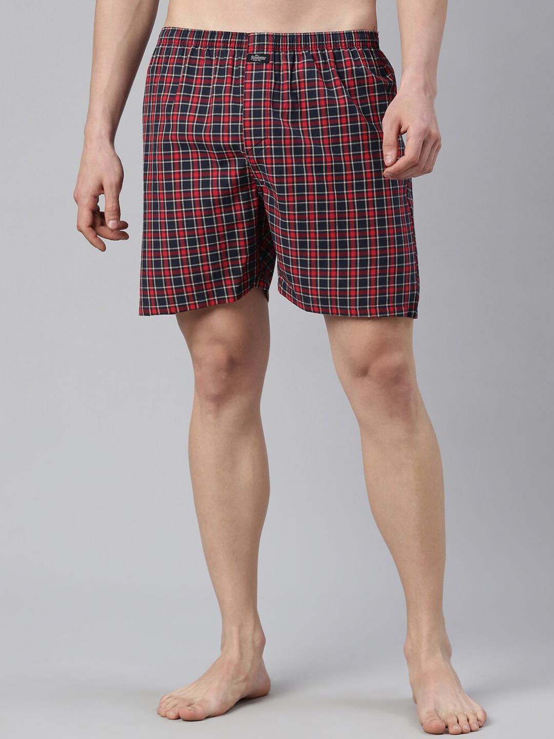 Buy The Roadster Lifestyle Co. Maroon And Navy Blue Checked Pure Cotton ...