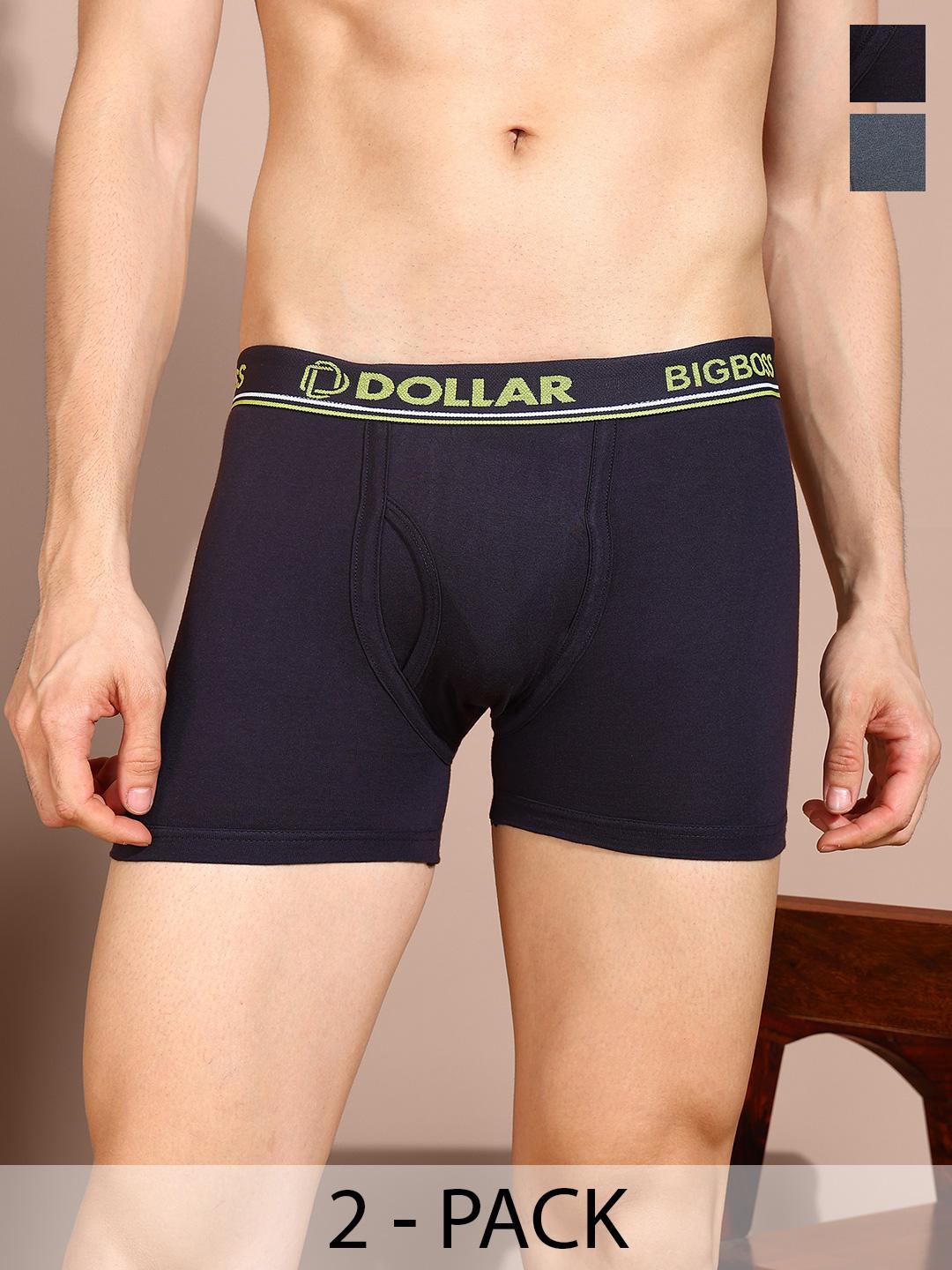 Buy Dollar Bigboss Men Solid Pack Of 2 Combed Cotton Classic Trunk -  - Apparel for Men