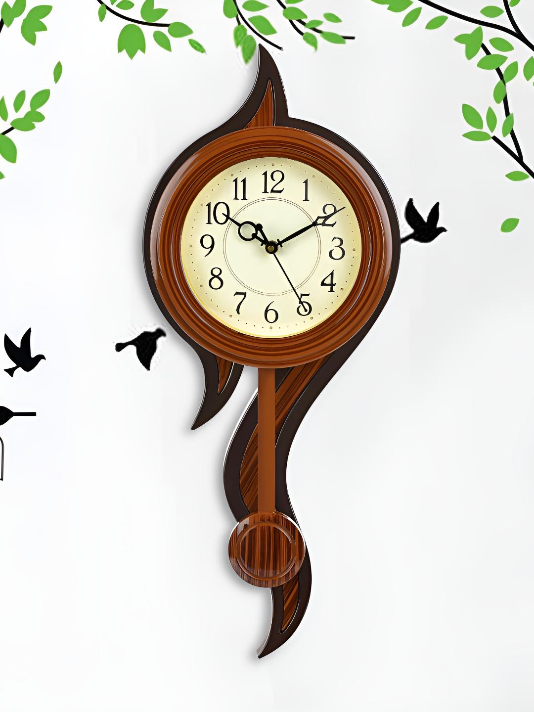 Buy Attractionz Brown Plastic Silent Clock Abstract Battery Analogue ...