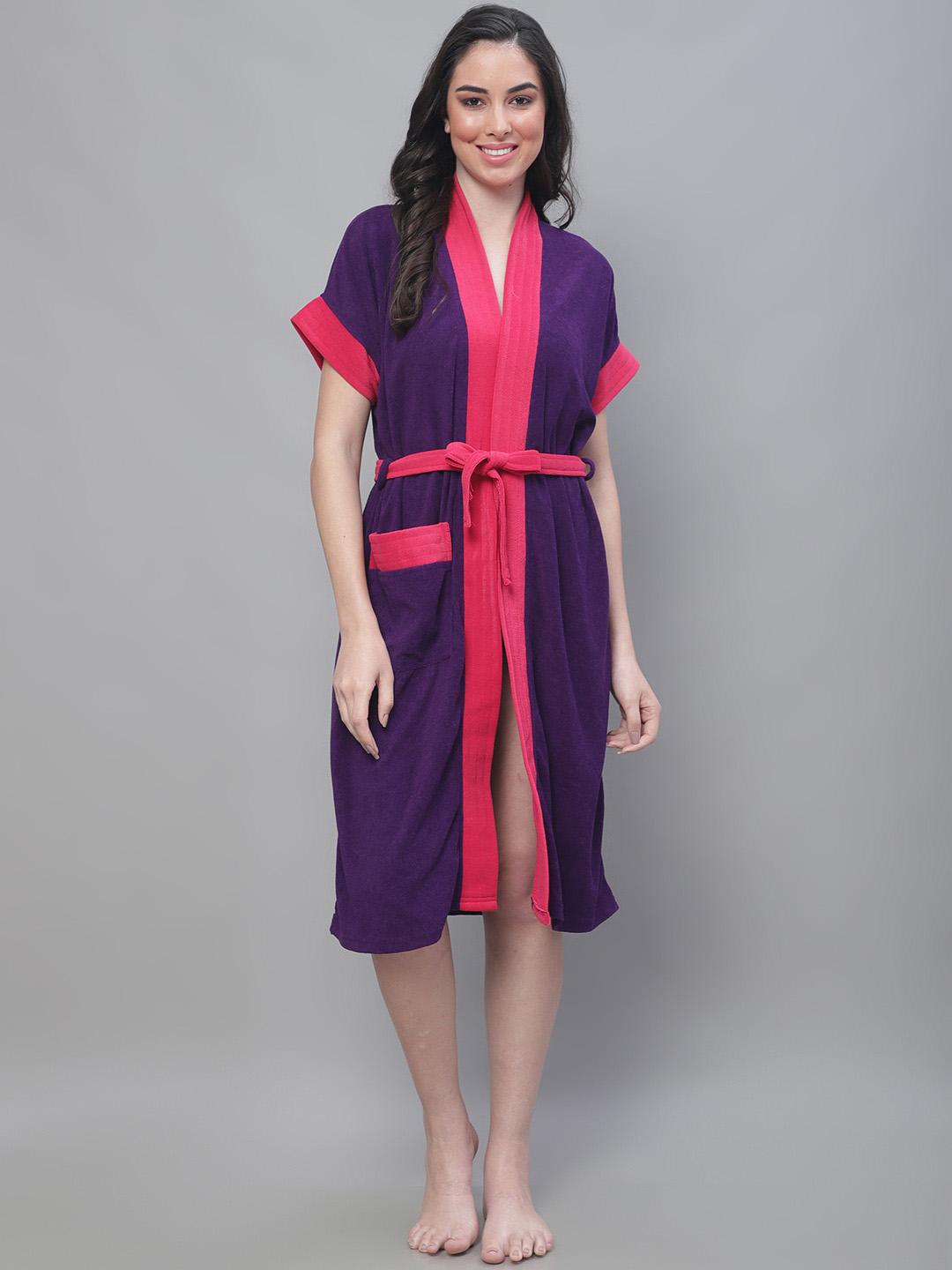 Talia Drawstring Robe Buy ELEVANTO Purple Solid Terrycloth Drawstring Knee Length Bath Robe ...