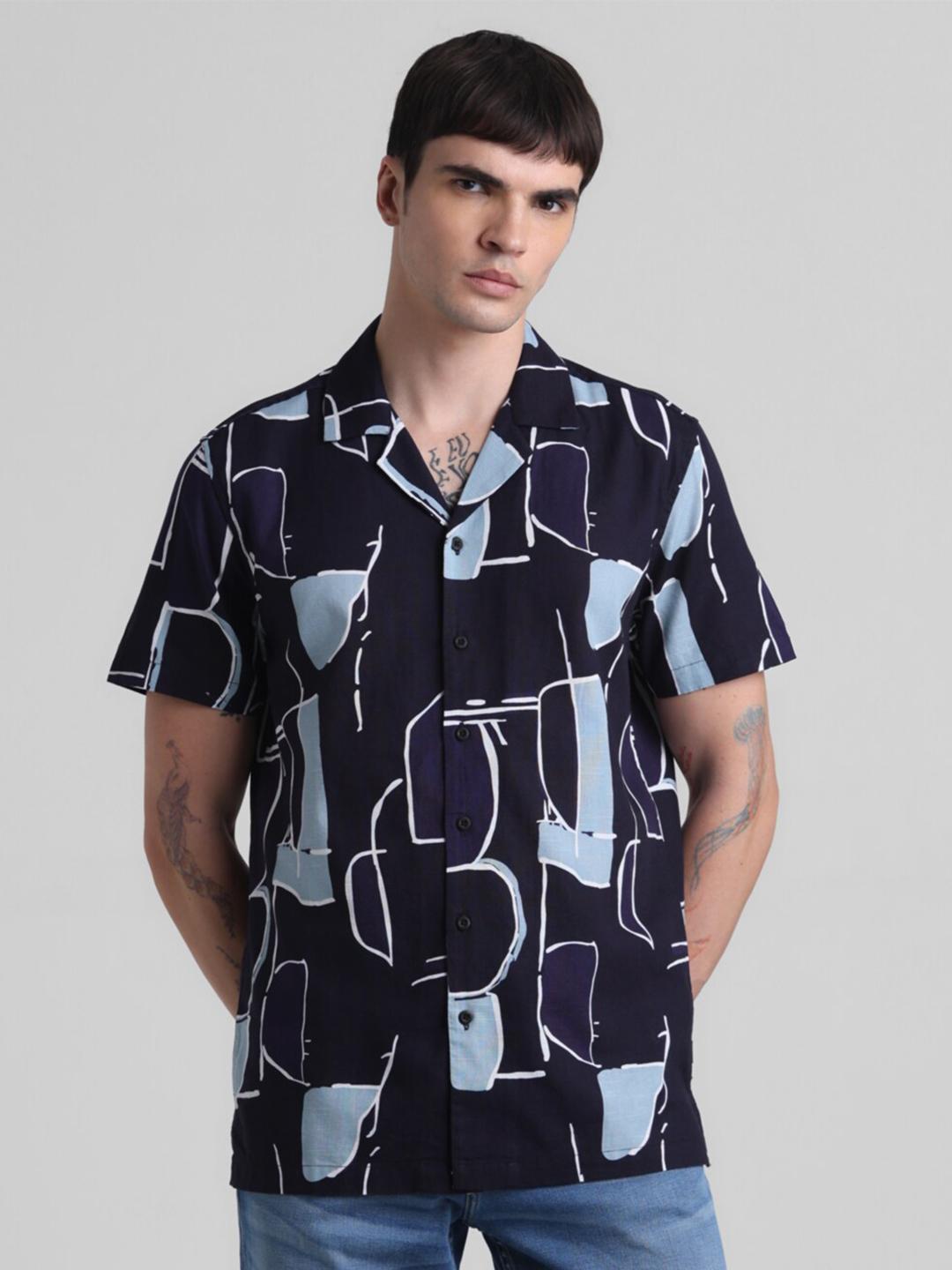 Jack & Jones Abstract Printed Pure Cotton Casual Shirt