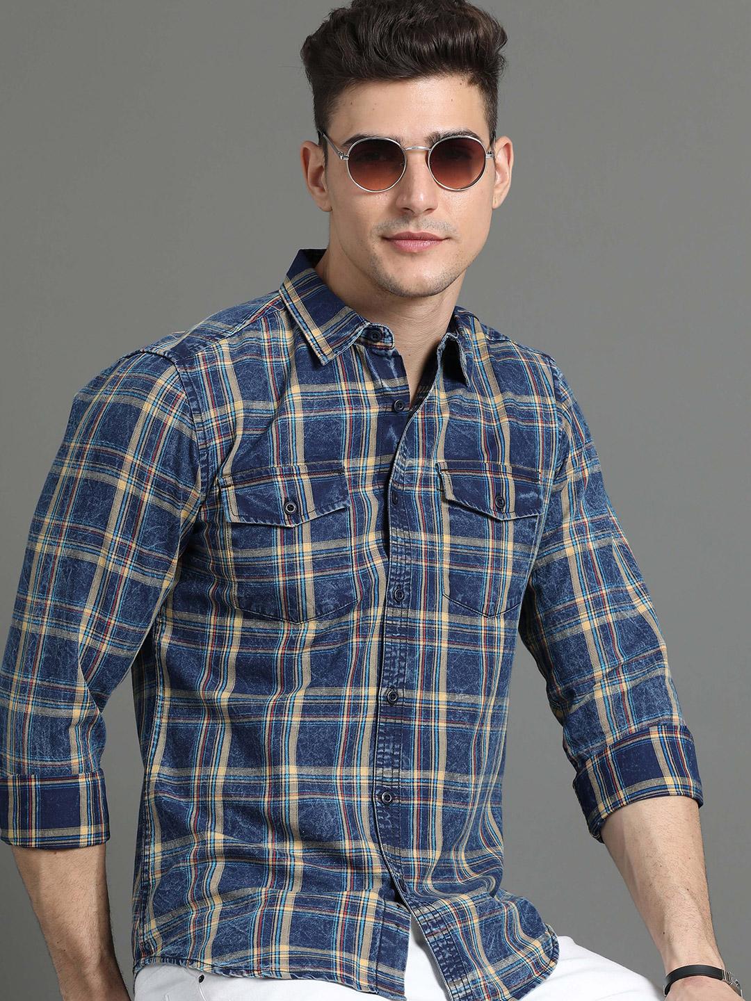 Moda Rapido Slim Fit Tartan Checked Cotton Casual Shirt