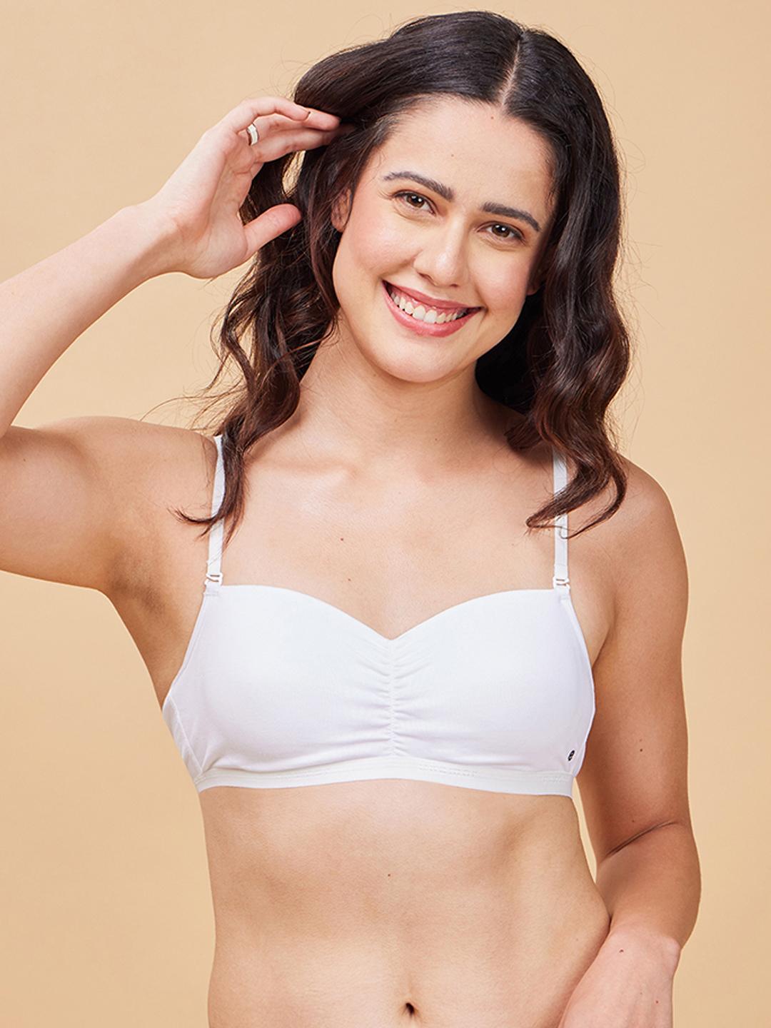 Buy Enamor Padded Non Wired Medium Coverage Seamless Cups & Removable Straps T Shirt Bra - - Apparel for Women