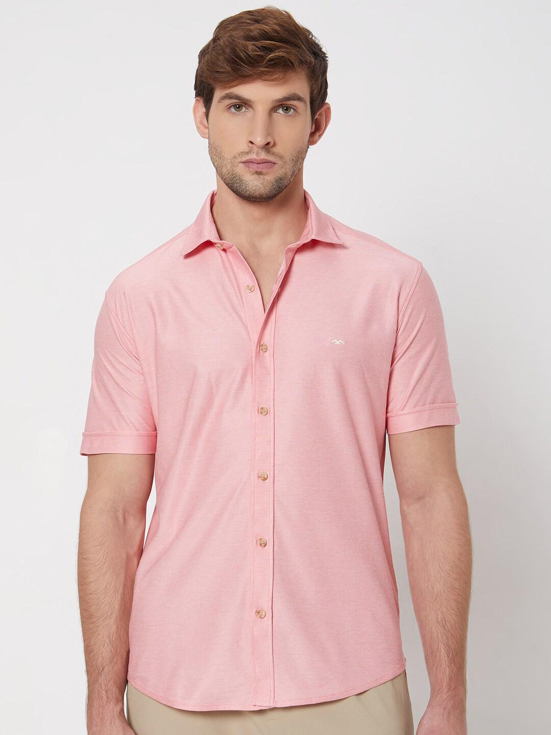 Mufti Spread Collar Slim Fit Opaque Cotton Casual Shirt