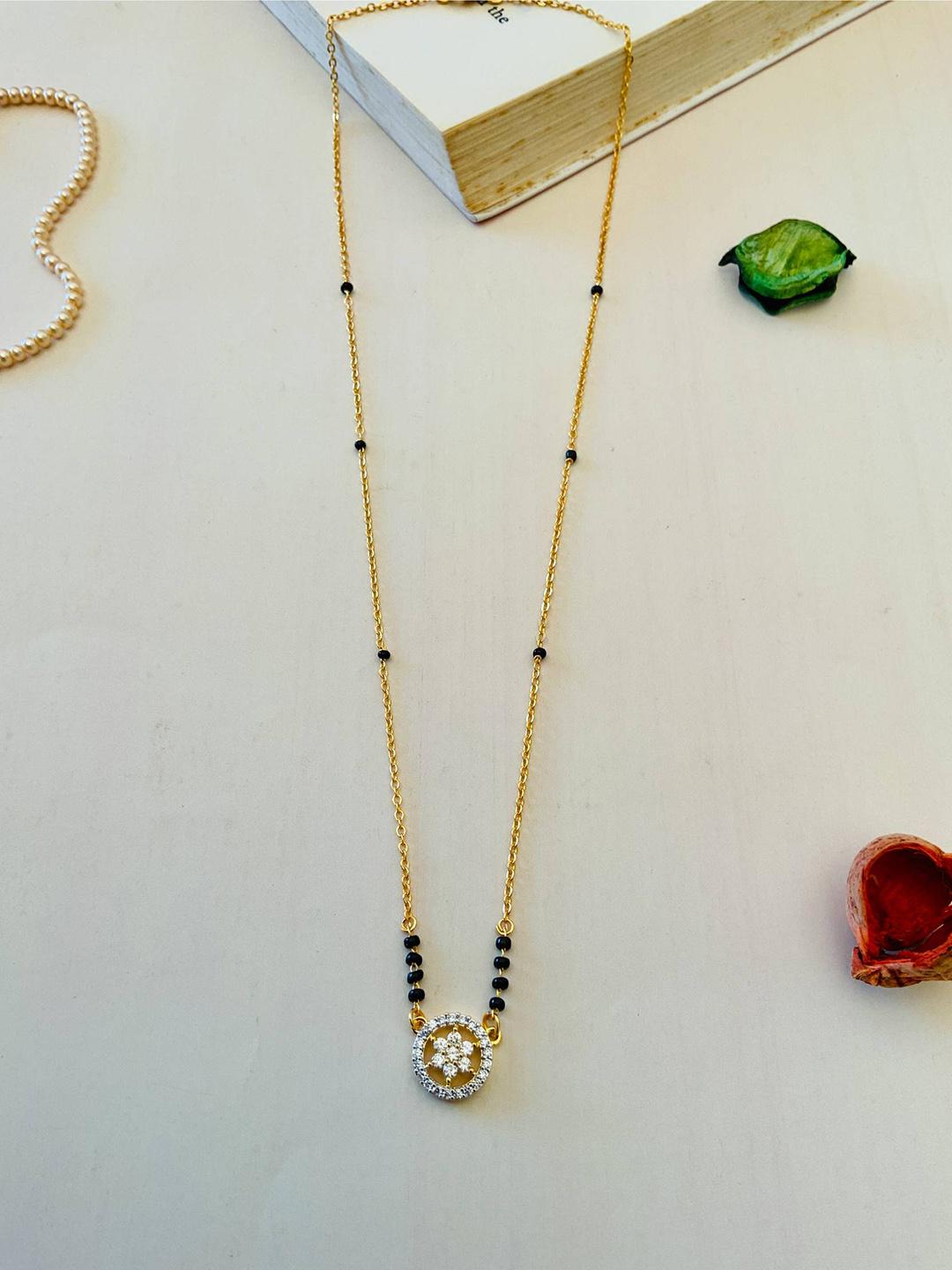 Premium Gold-Plated Artificial Stones and Beads Mangalsutra