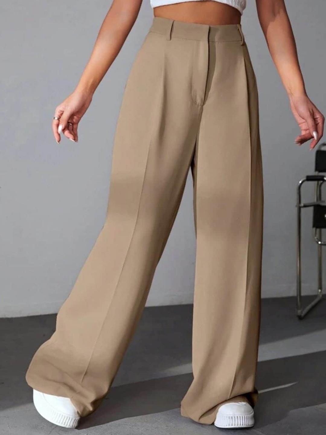 Korean High Rise Pleated Wide Leg Trouser with Belt