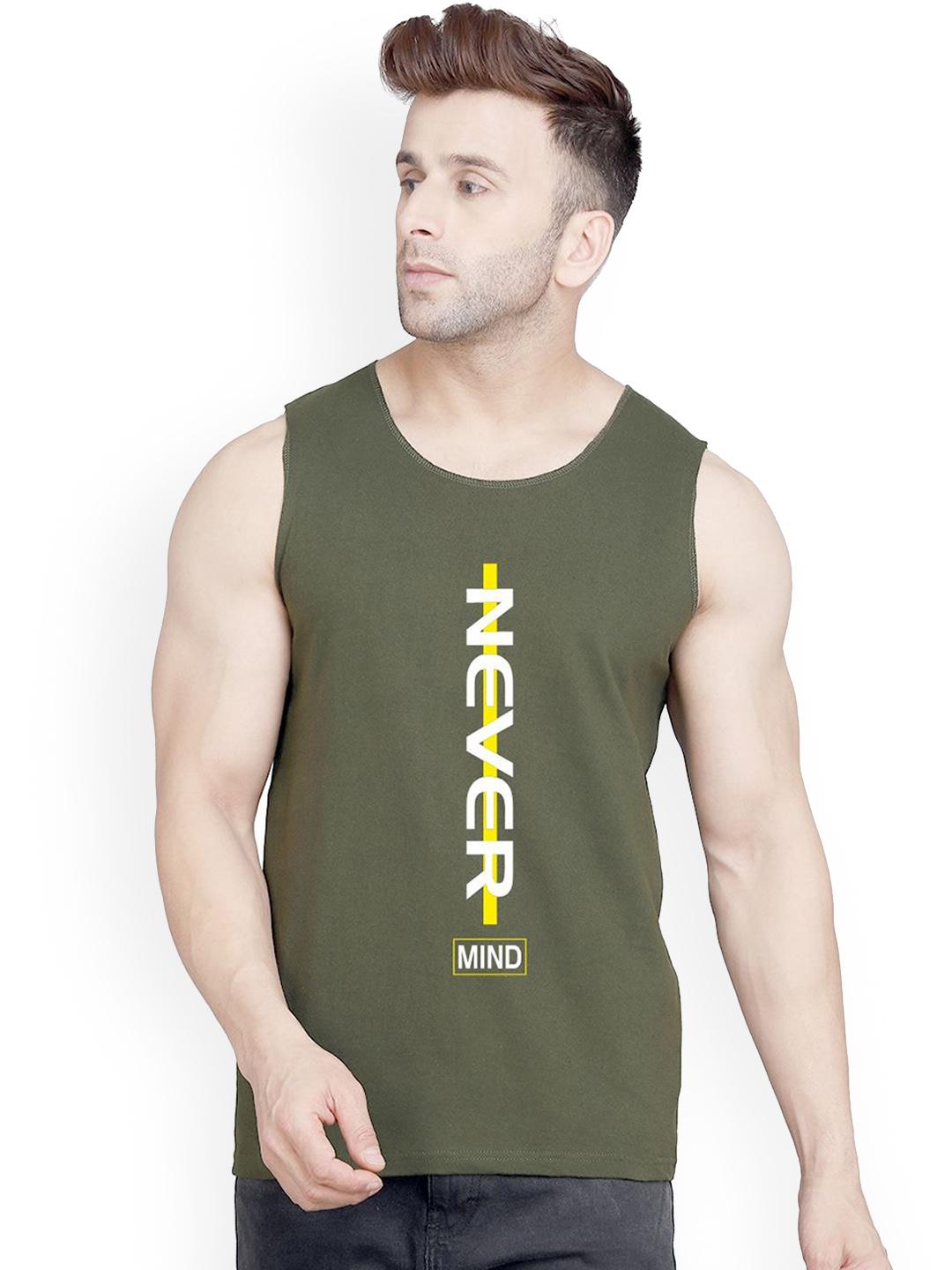 Buy SLOWLORIS Printed Innerwear Vests SL26 NEVER OLIVE - - Apparel for Men