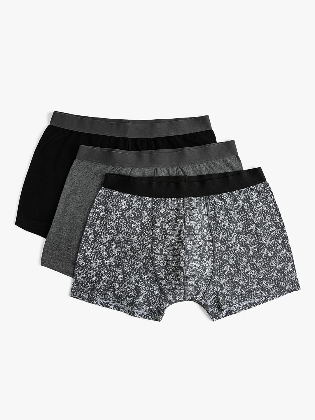 Koton Pack 3 Boxer Corti Uomo In Cotone Con Elastan - Stampe A Tema Game, Vestibilità Comoda, Nero/Grigio (Taglia S)