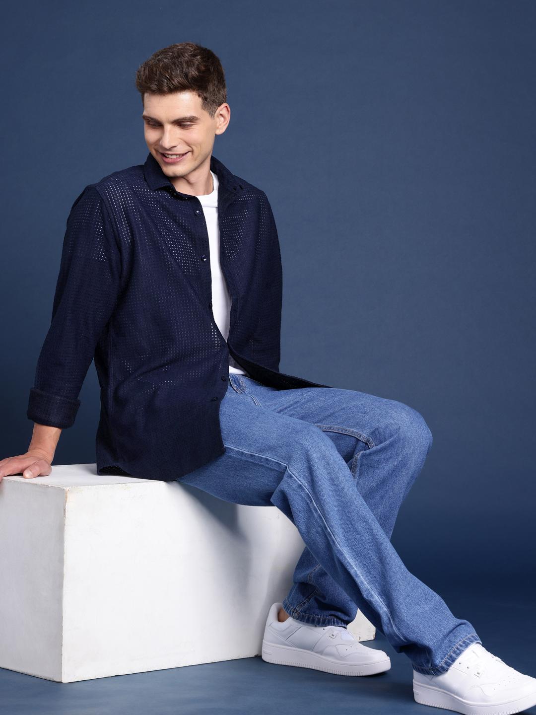 Mast & Harbour Men Semi Sheer Casual Shirt
