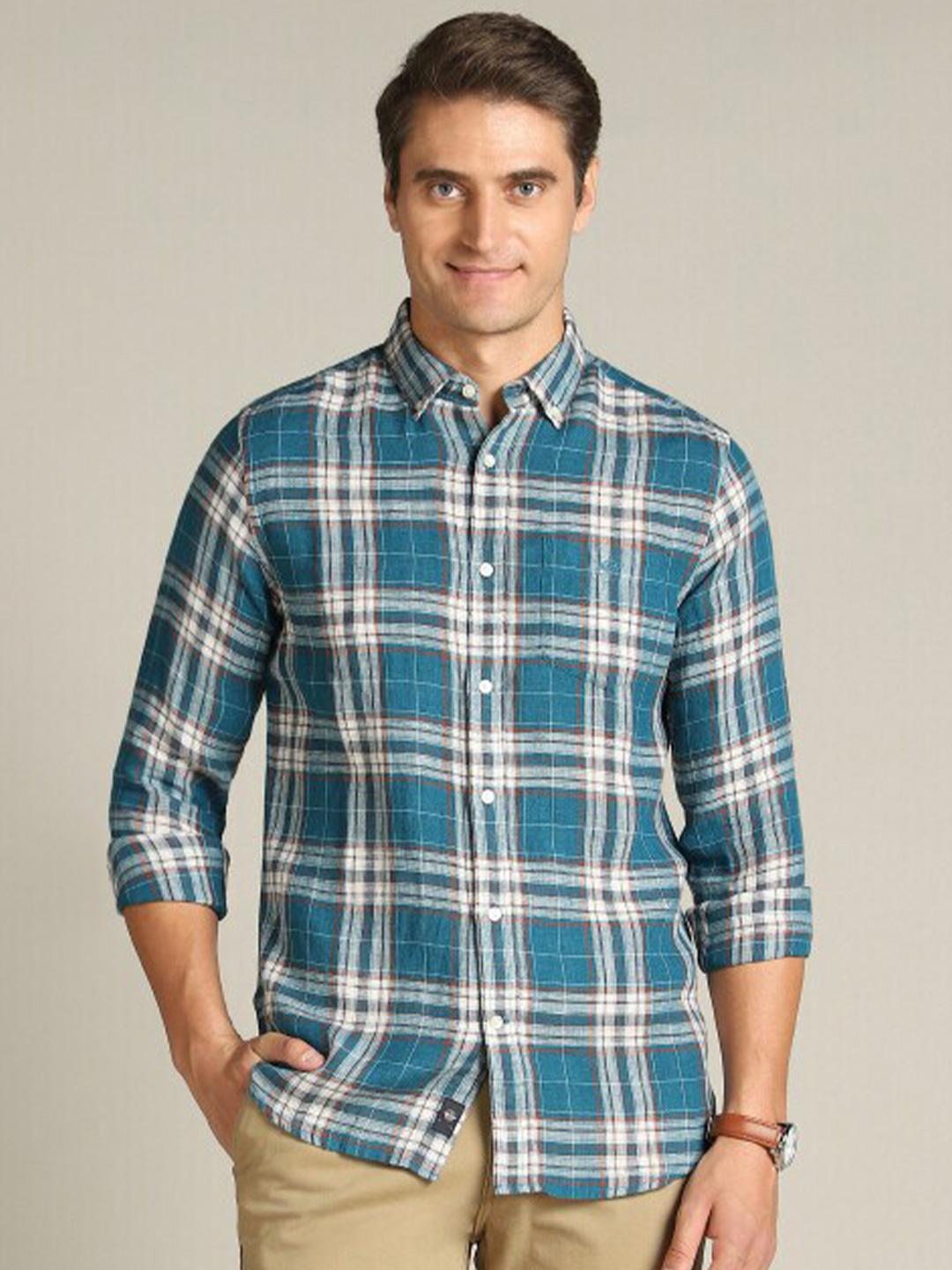 buy-dockers-tartan-checks-button-down-collar-linen-classic-fit-casual