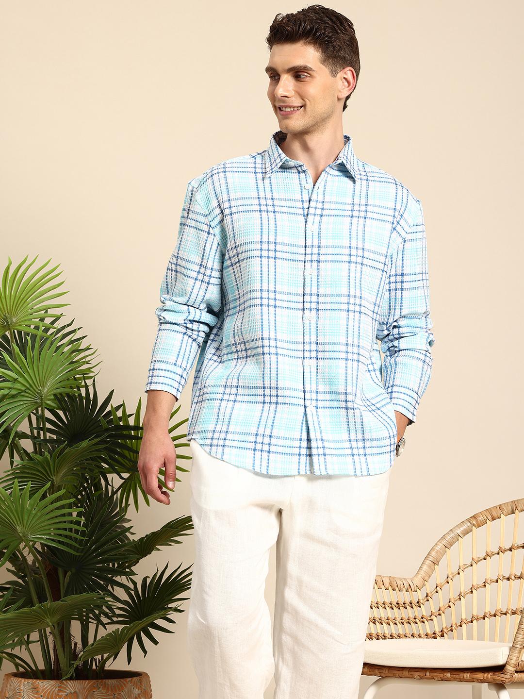 Mast & Harbour Men Checked Relaxed Fit Cotton Casual Shirt