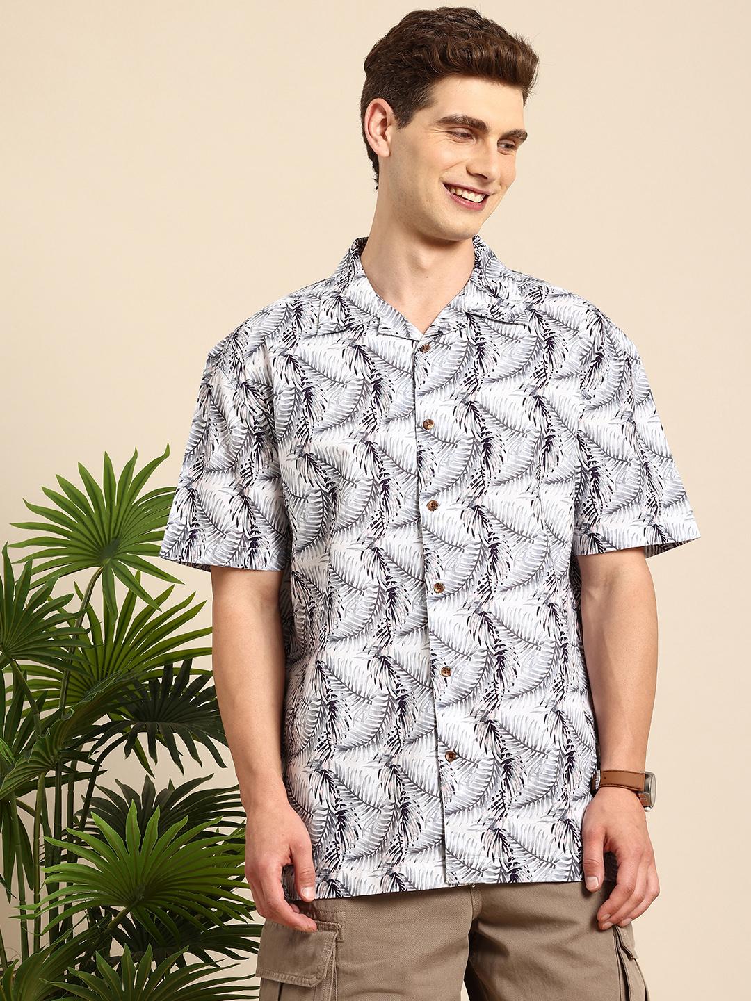 Mast & Harbour Men Printed Cuban Collar Relaxed Fit Cotton Casual Shirt