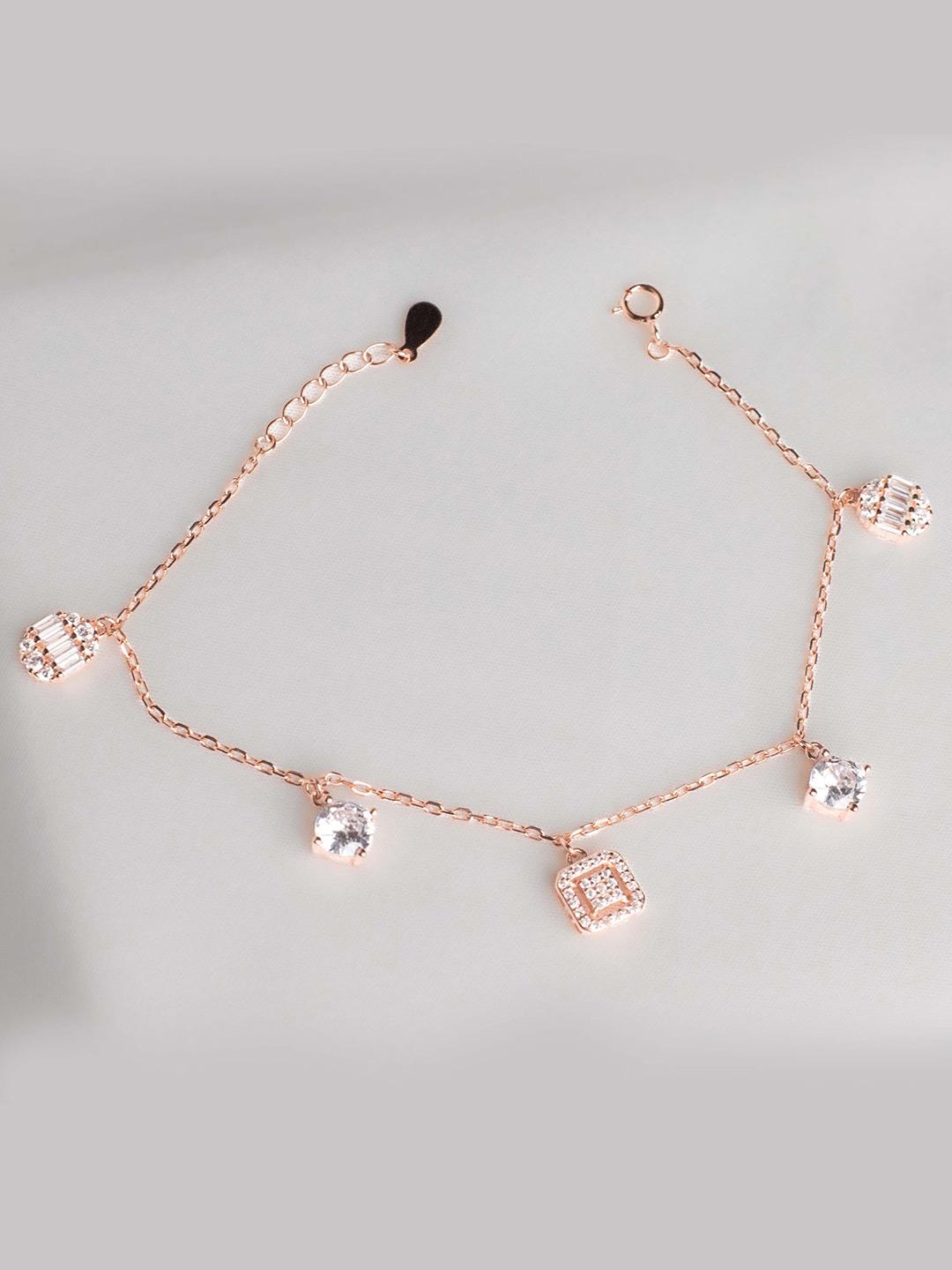 Buy STERLYN 925 Sterling Silver Rose Gold Plated Cubic Zirconia Studded — free download