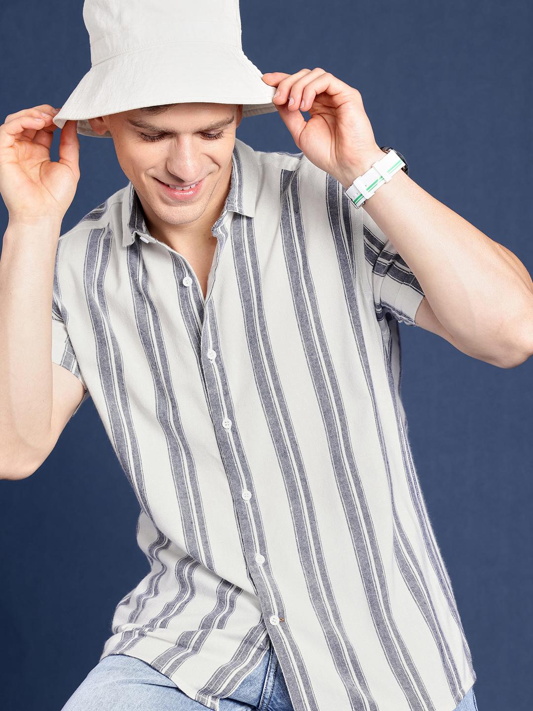 Mast & Harbour Men Slim Fit Opaque Striped Cotton Casual Shirt