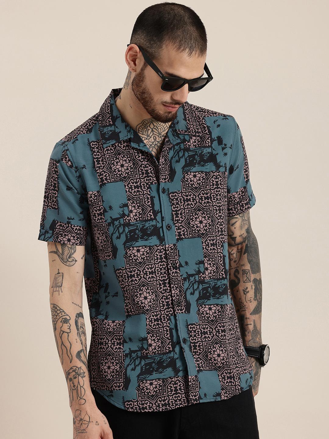 HERE&NOW Slim Fit Ethnic Motifs Printed Casual Shirt