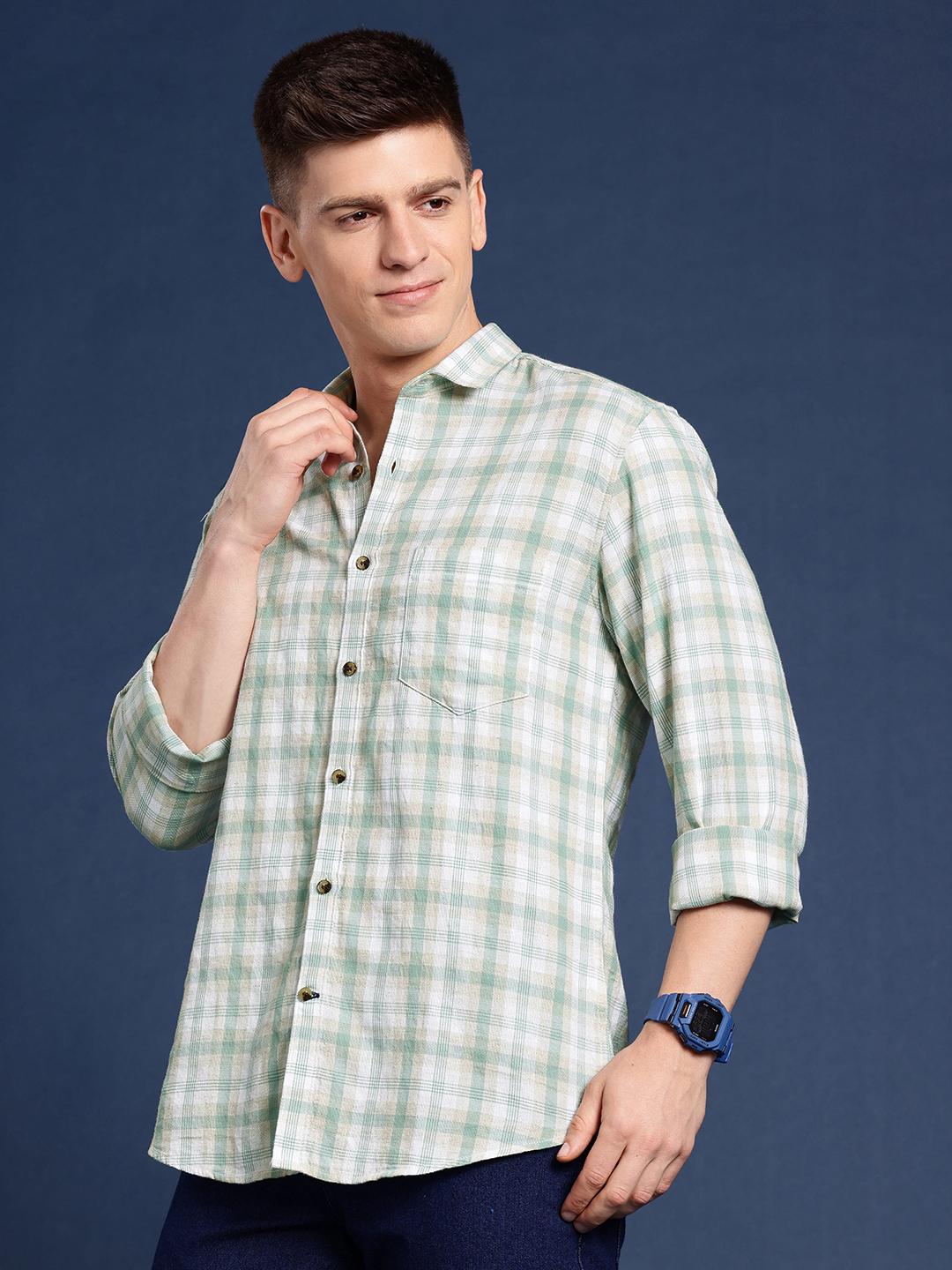 Mast & Harbour Men Standard Tartan Checked Cotton Casual Shirt
