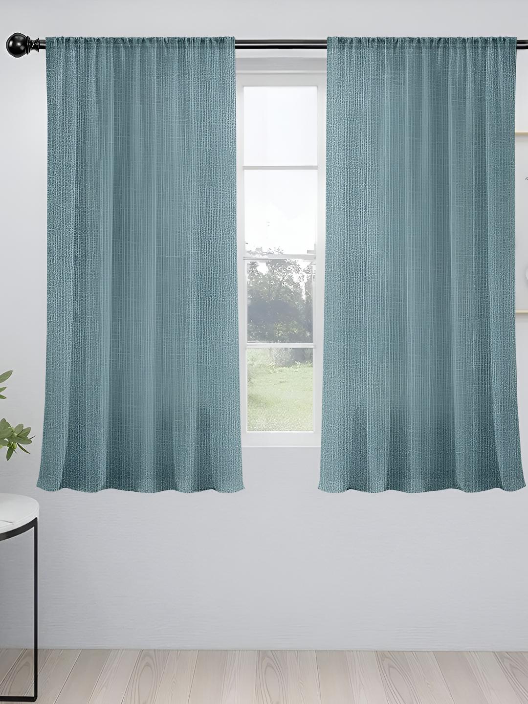 Buy Cortina Grey 2 Pieces Pocket Sheer Window Curtain -  - Home for Unisex