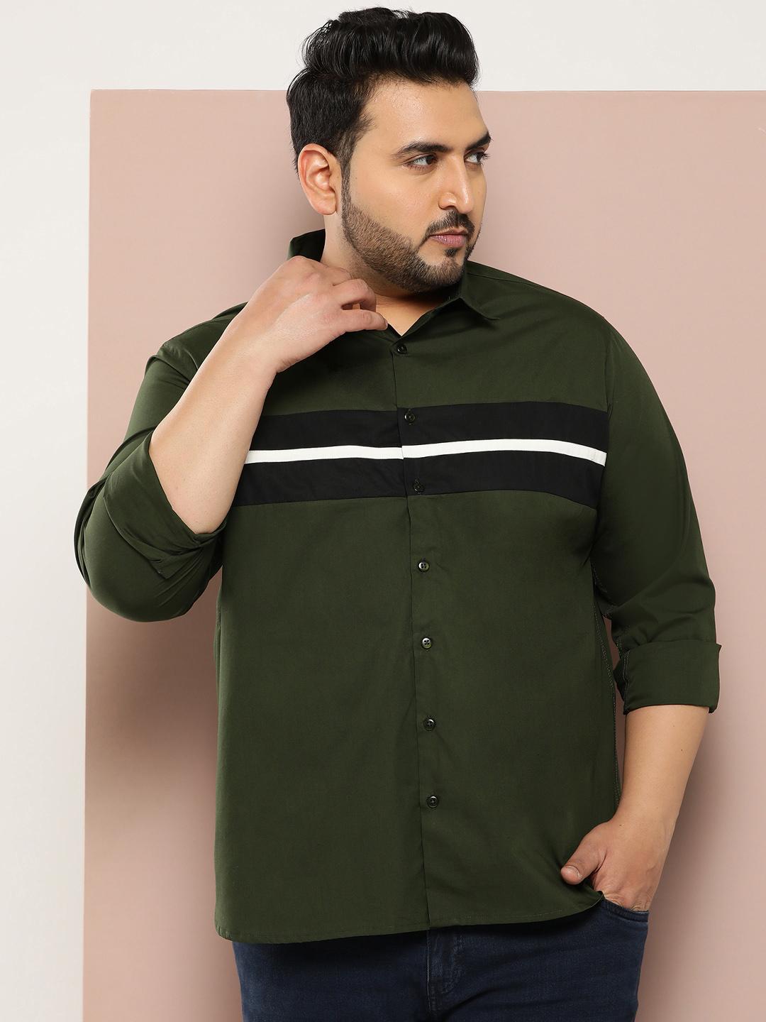 Sztori Men Plus Size Horizontal Stripes Pure Cotton Casual Shirt
