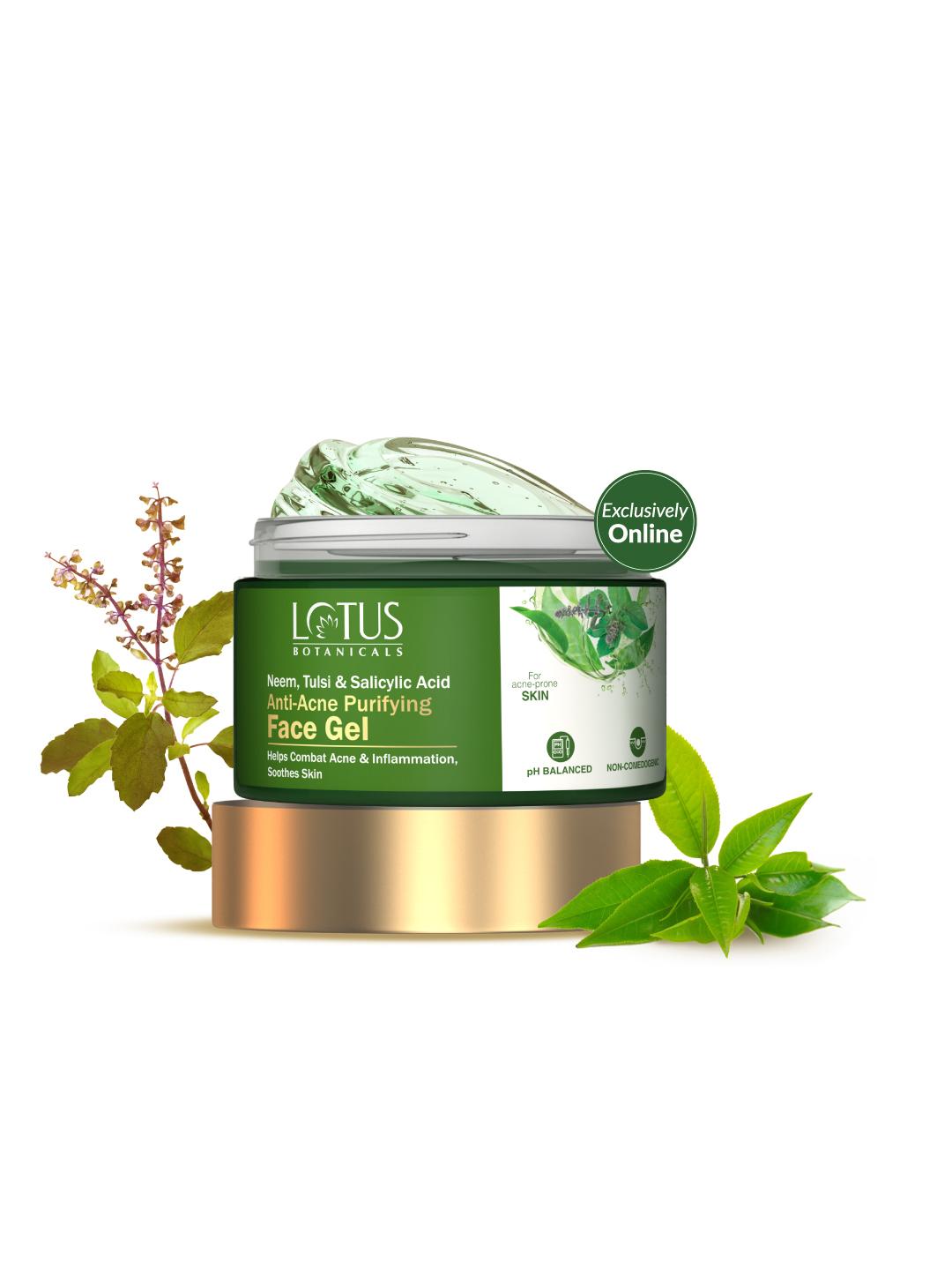 Lotus Botanicals Neem, Tulsi &amp; Salicylic Acid Anti Acne Purifying Face Gel - 50 g