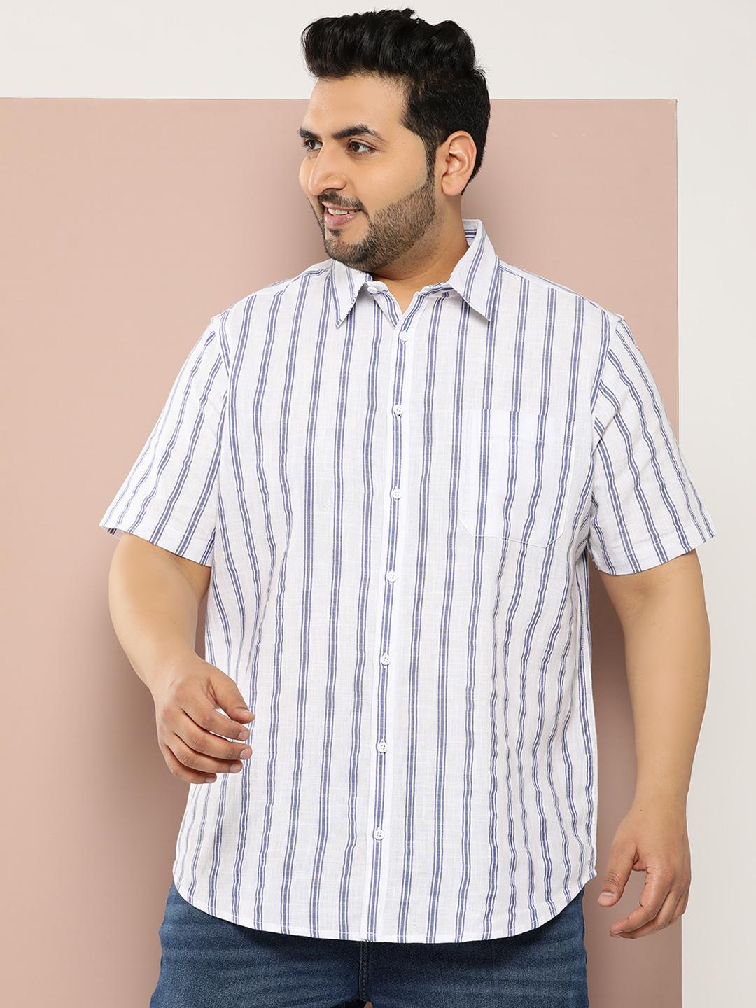 Sztori Men Plus Size Striped Casual Shirt