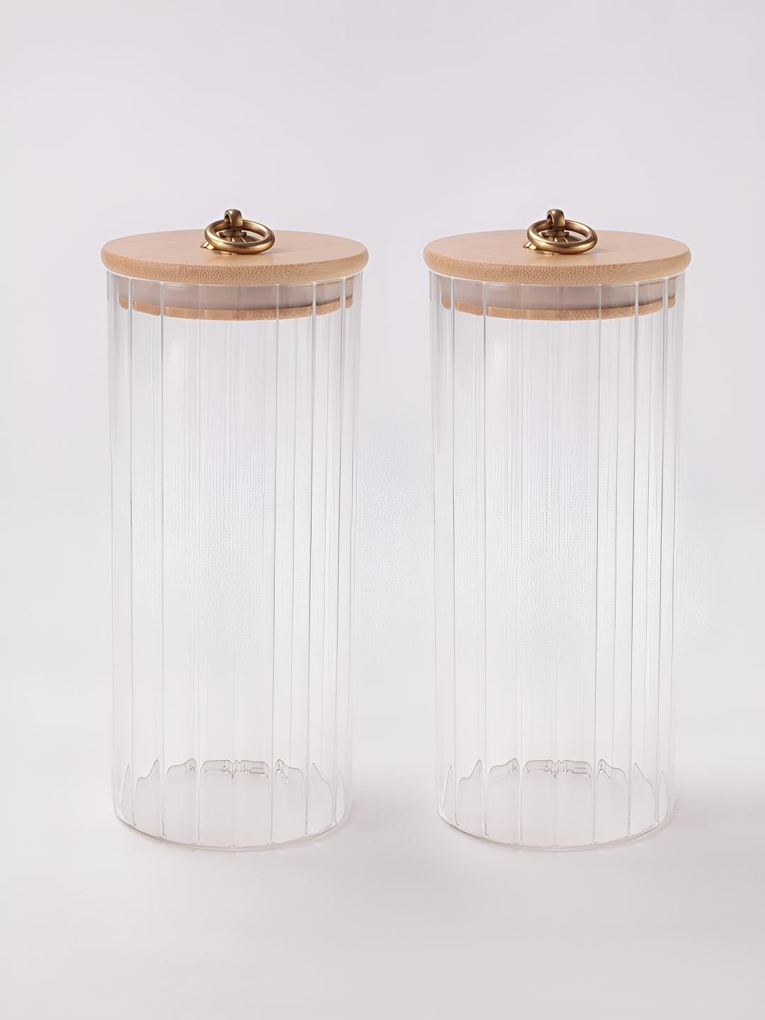 Buy The Better Home Transparent Striped Borosilicate Glass Air Tight 2 ...
