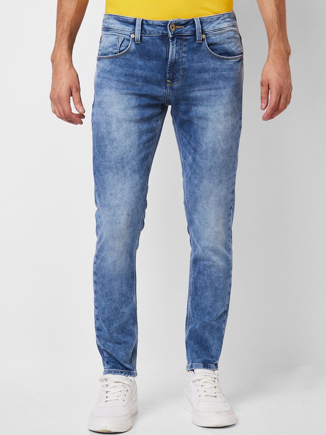 SPYKAR Men Slim Fit Low-Rise Heavy Fade Clean Look Stretchable Jeans