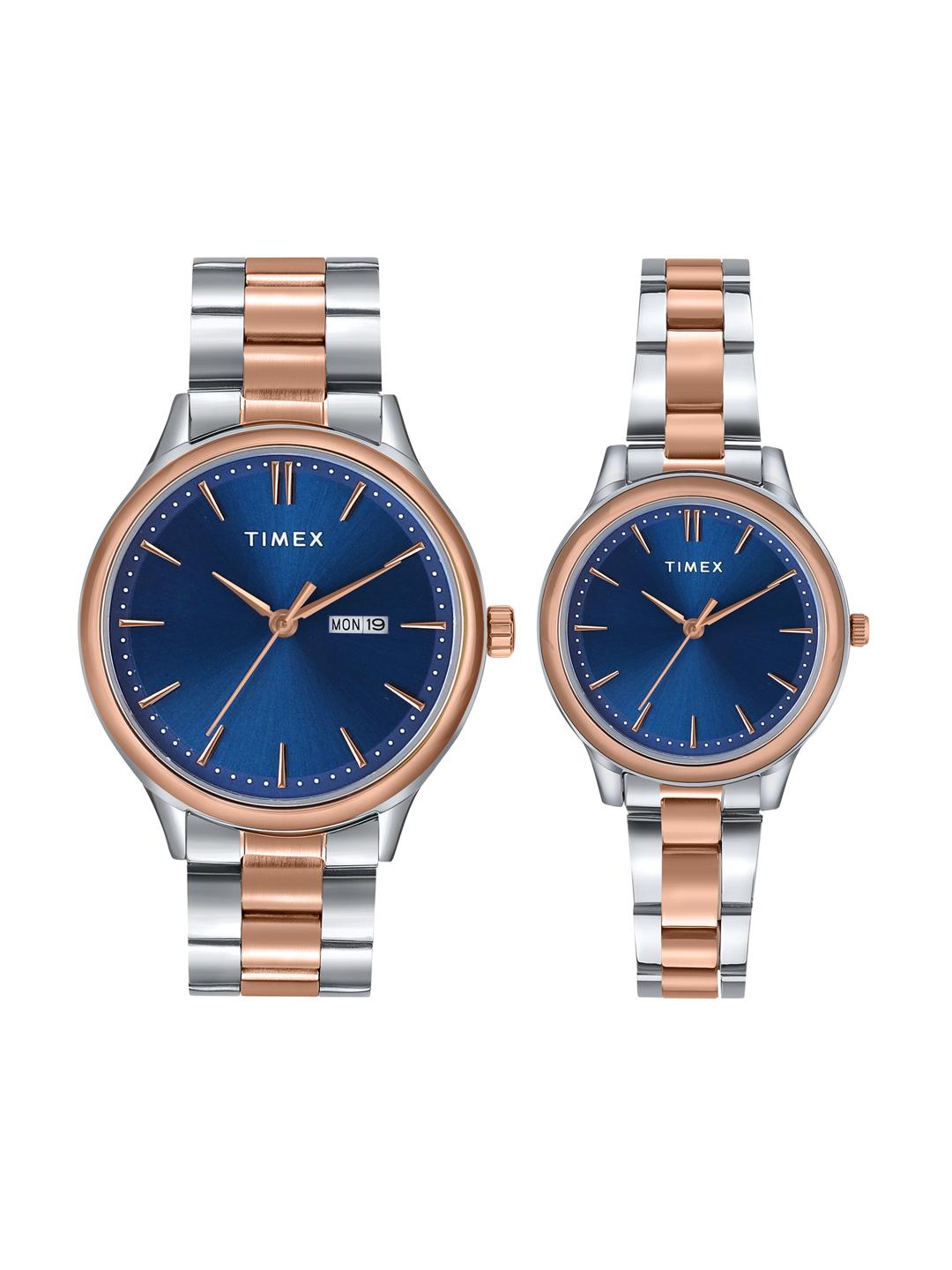 Buy Timex Round 21mm Blue Dial Analog Pair Watch TW00ZP006 - - Accessories for Unisex