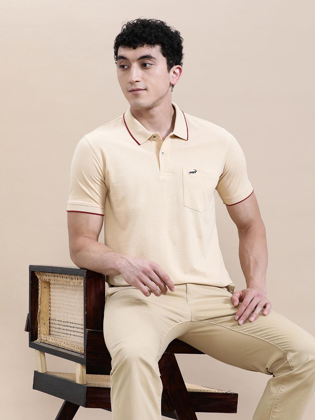 Buy Crocodile Men Polo Collar Pockets Slim Fit T Shirt - - Apparel for Men