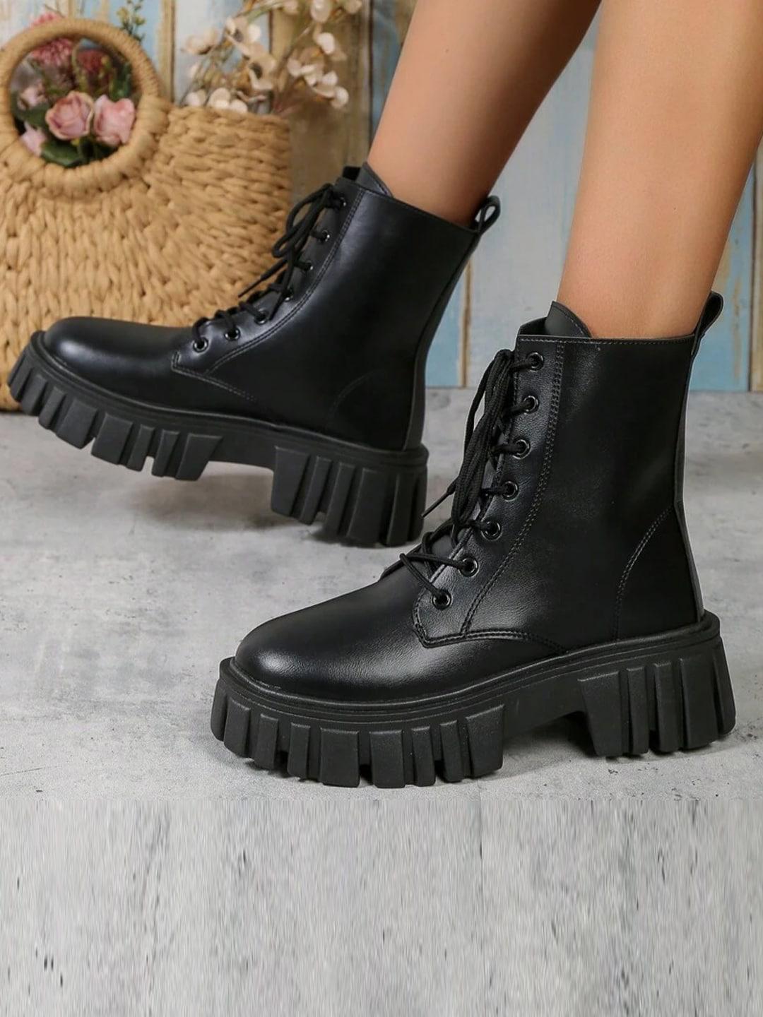 Buy Shoetopia Women Round Toe Laced Up Regular Boots - - Footwear for Women
