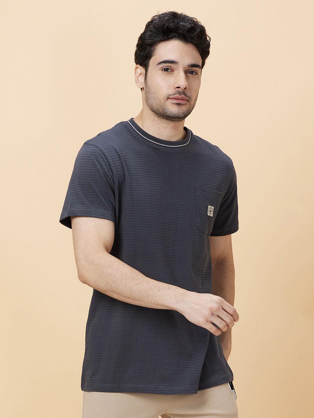 Deep Teal Regular Fit Round Neck Men's T-Shirt by Being Human Clothing