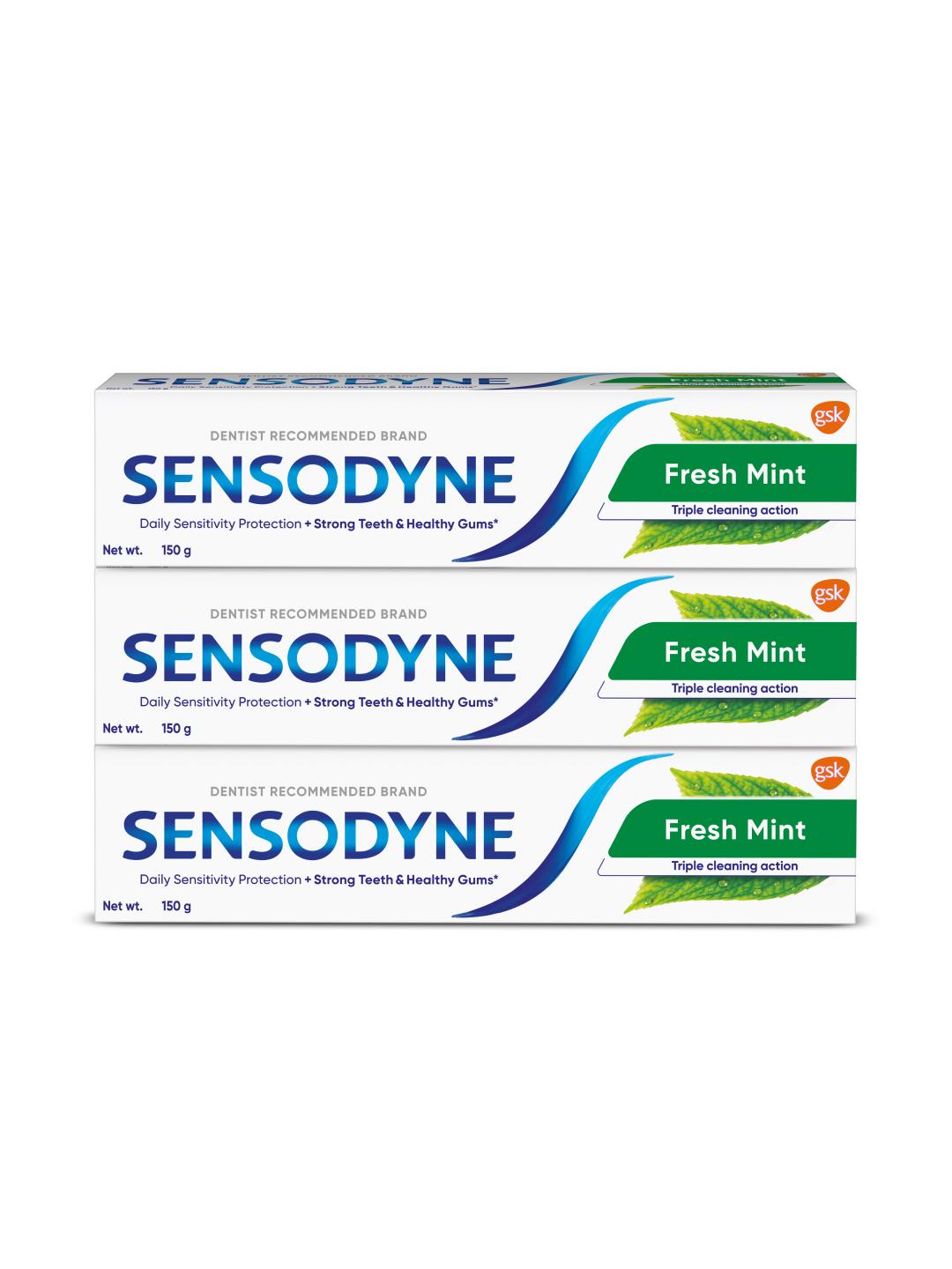 Buy Sensodyne Set Of 3 Fresh Mint Toothpaste For Strong Teeth & Healthy Gums 150g Each - - Personal Care for Unisex