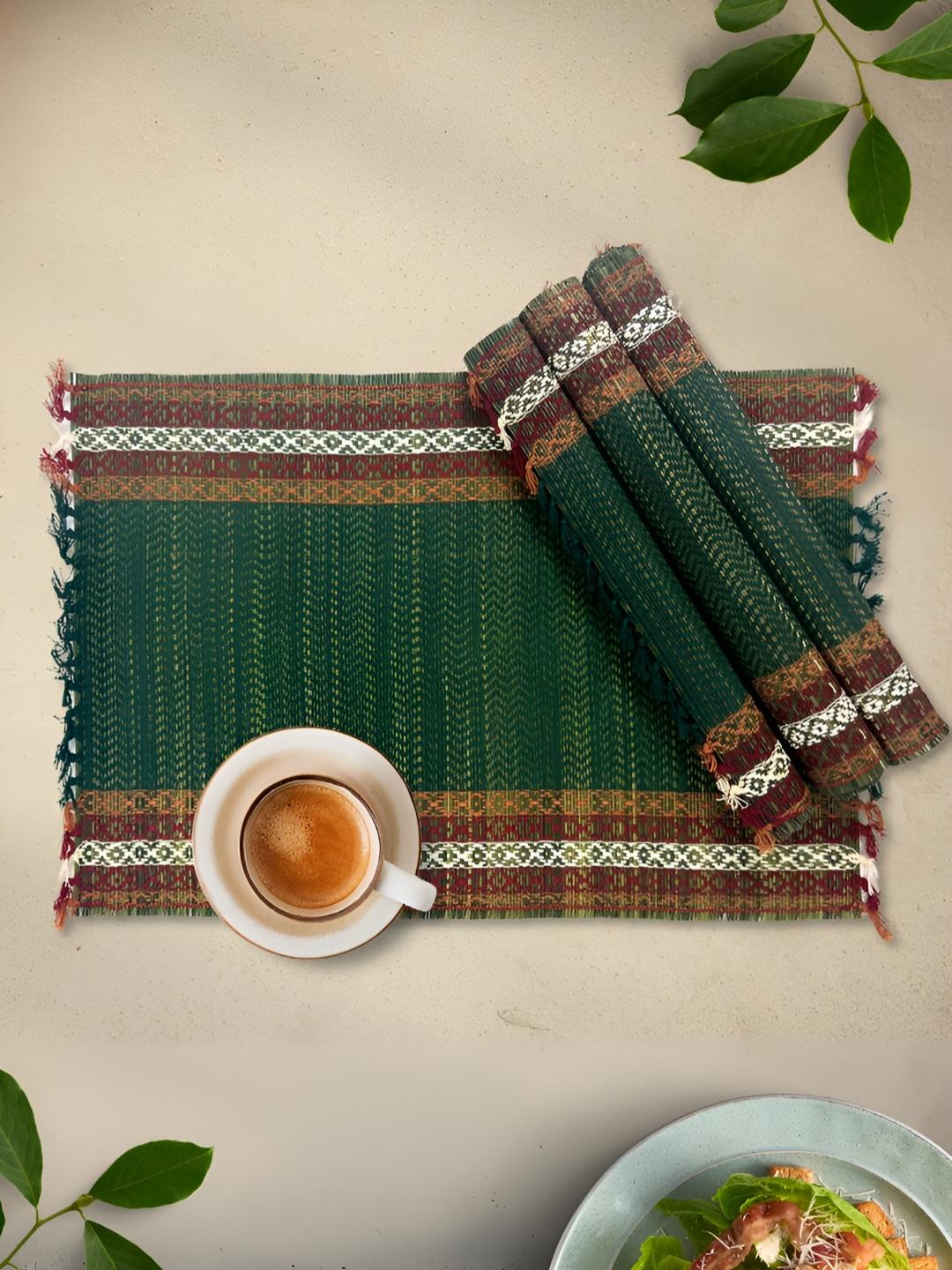 Buy Peepul Tree 4Pcs Green & Brown Self Design Dining Table Mats -  - Home for Unisex