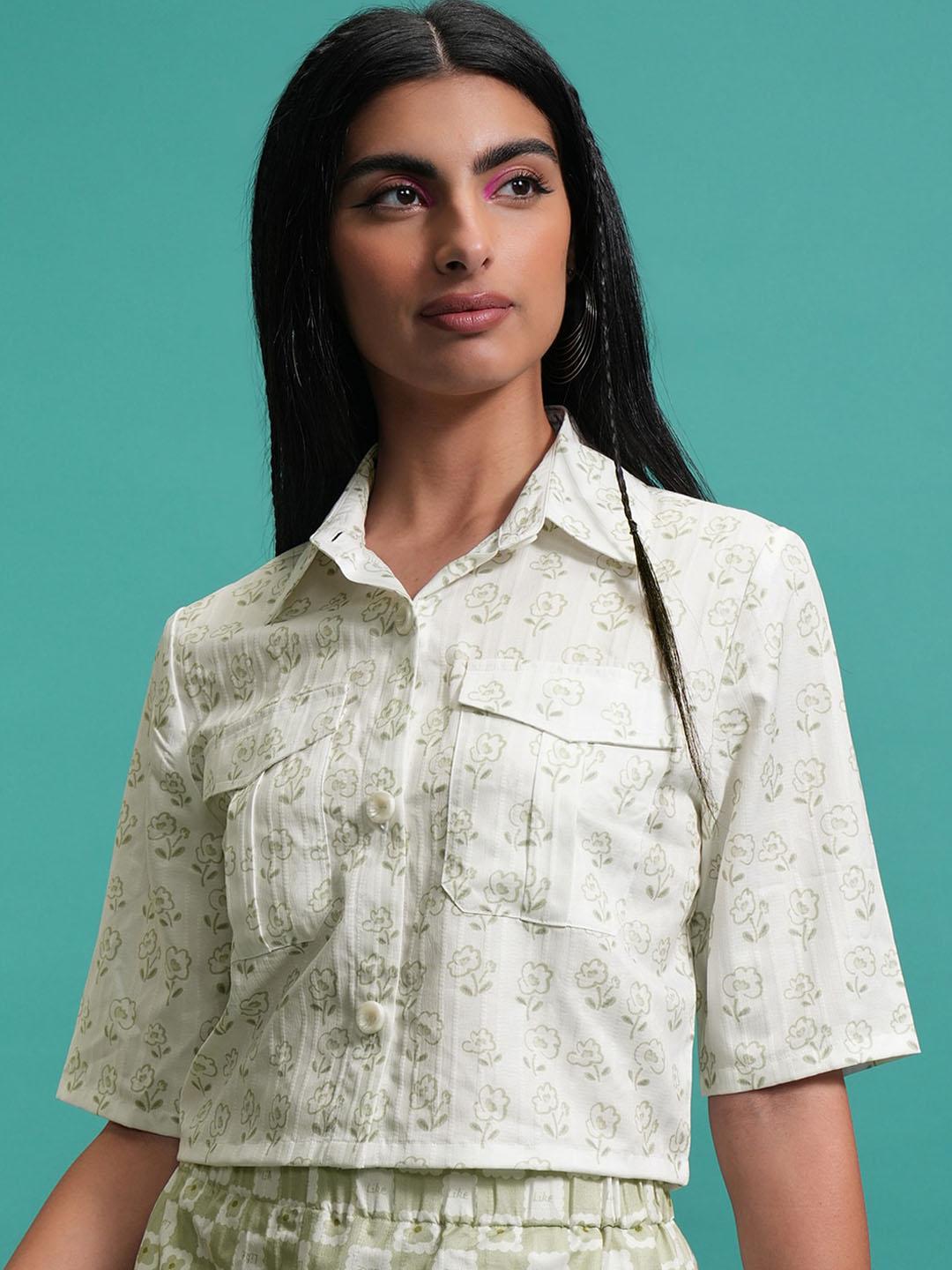 Buy Tokyo Talkies Floral Printed Shirt Collar Shirt With Shorts Co Ords - - Apparel for Women