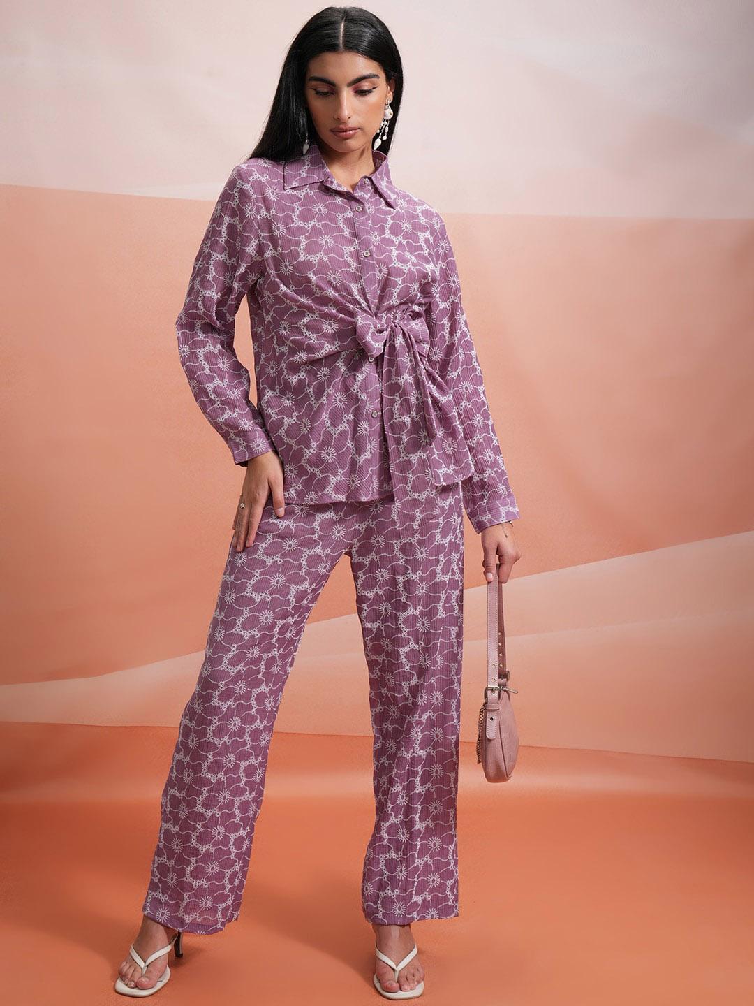 Buy Tokyo Talkies Floral Printed Shirt & Trouser Co Ord - - Apparel for Women