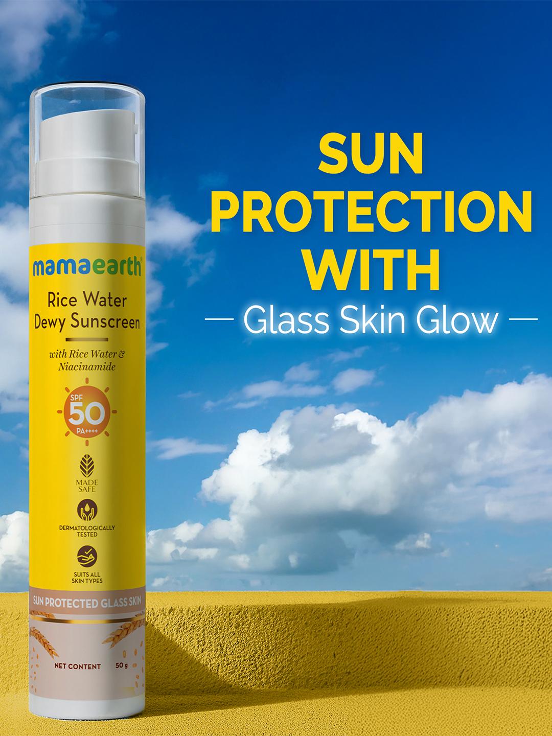 Buy Mamaearth Rice Water SPF50 PA+++ Dewy Sunscreen With Niacinamide 50 G - - Personal Care for Unisex