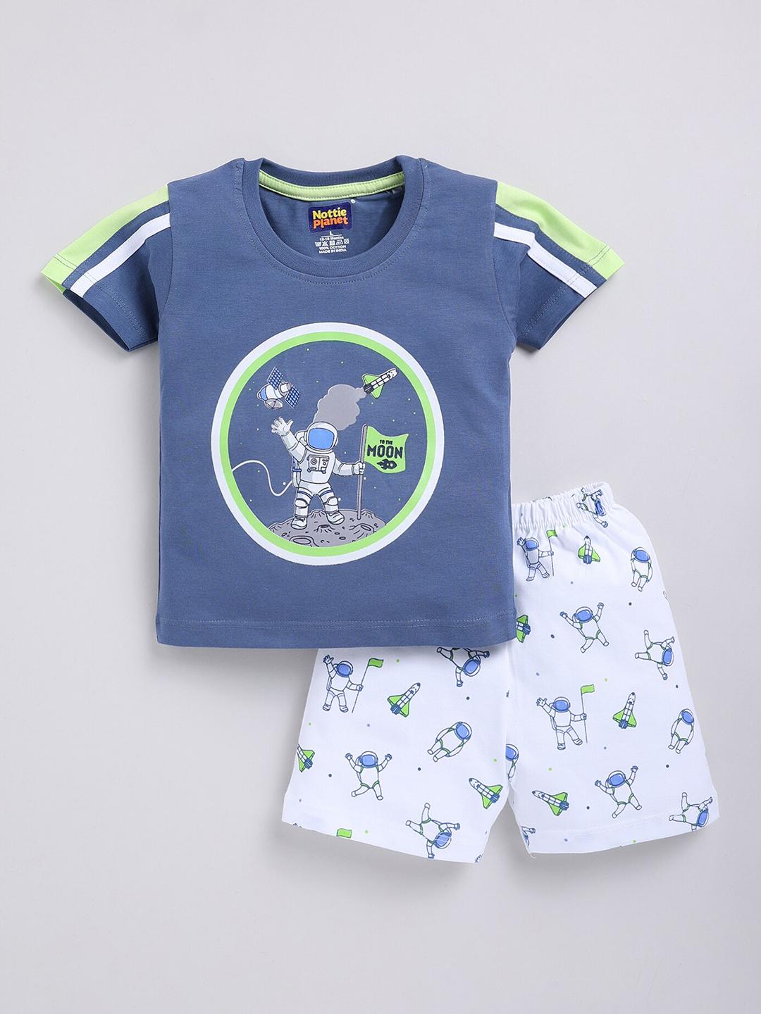 Buy Nottie Planet Boys Graphic Printed Pure Cotton T Shirt With Shorts -  - Apparel for Boys