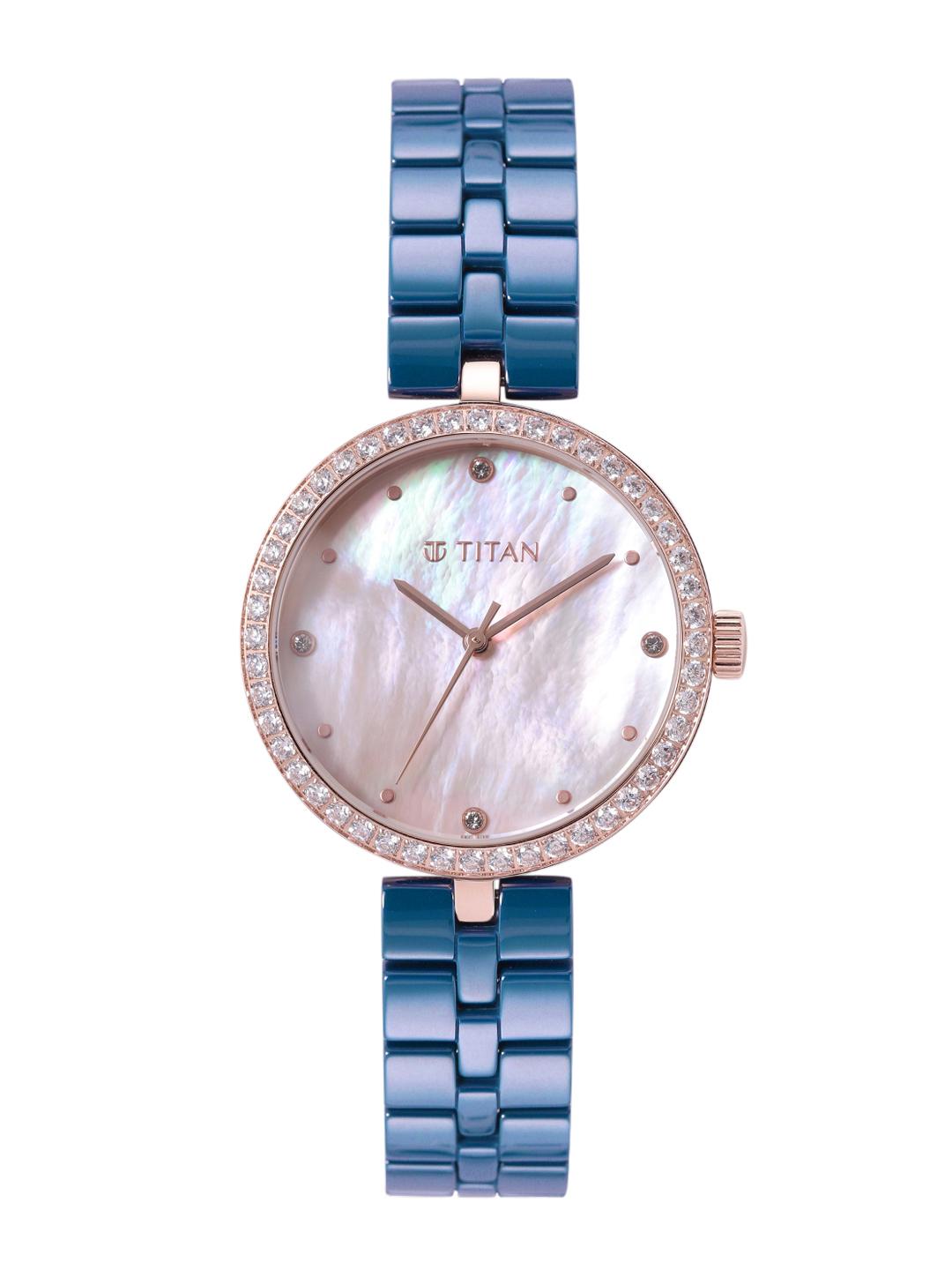 Buy Titan Women Purple Mother Of Pearl Ceramic Bracelet Style Analogue Watch 95215KC03 Pink - - Accessories for Women