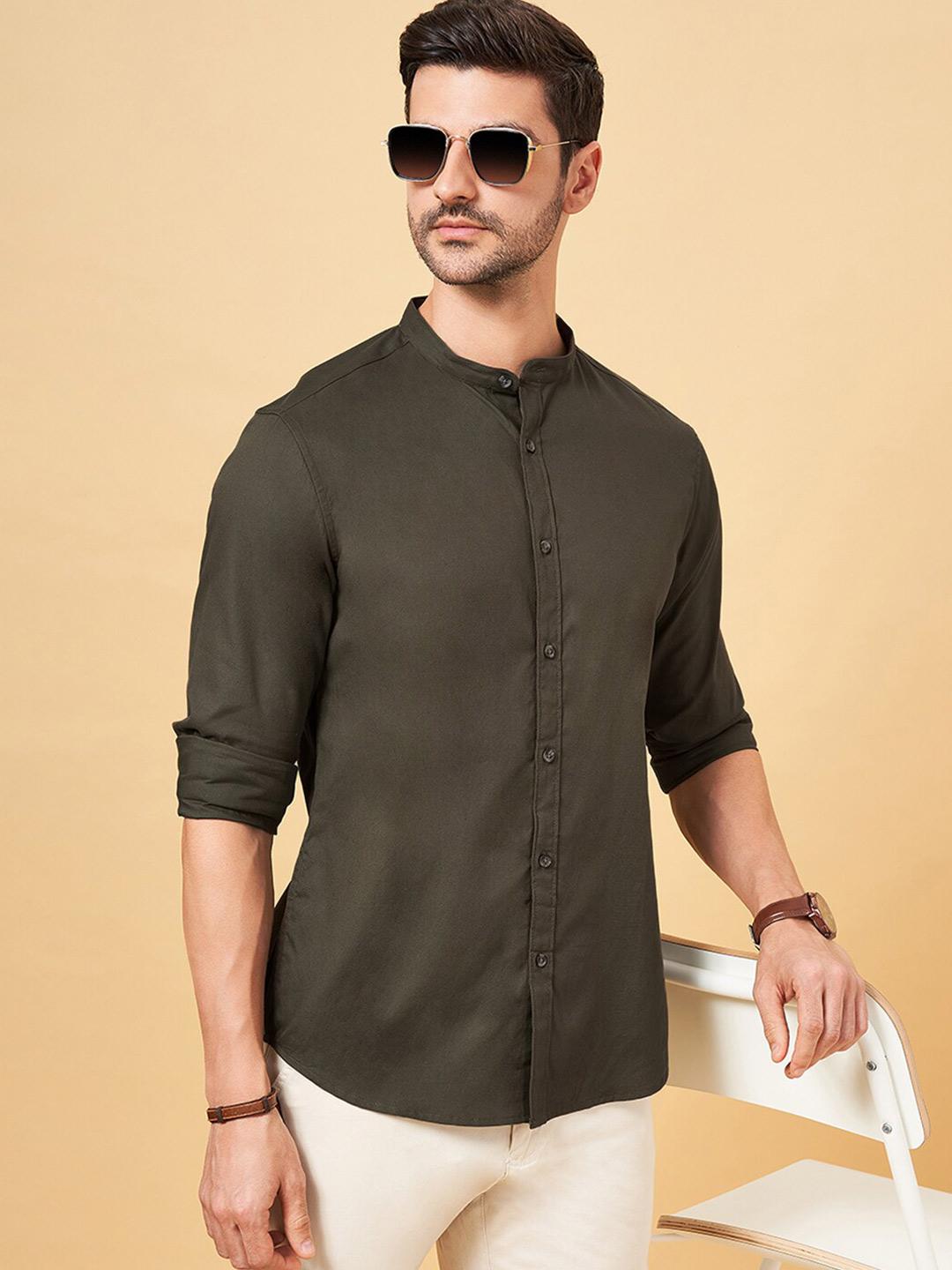 BYFORD by Pantaloons Slim Fit Mandarin Collar Cotton Casual Shirt